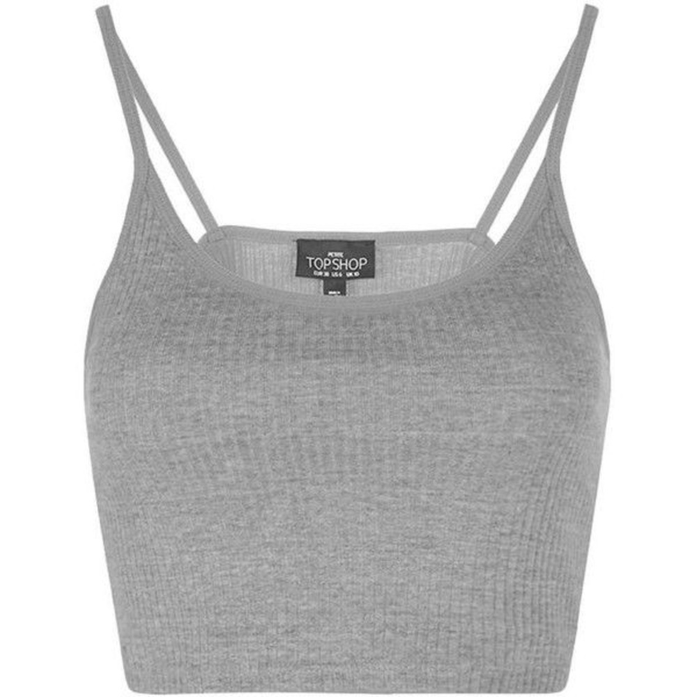 Top Shop plain grey rubbed tank crop top